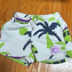 Zara Kids Green and Black Palm Print Shorts